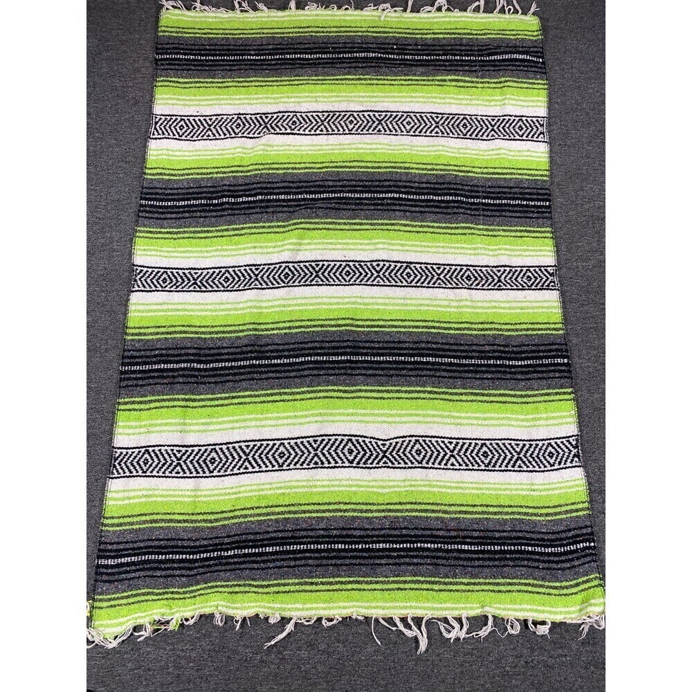 Vintage Navajo Style Hand Made Mexican Blanket with Fringes Frank’s Multicolor